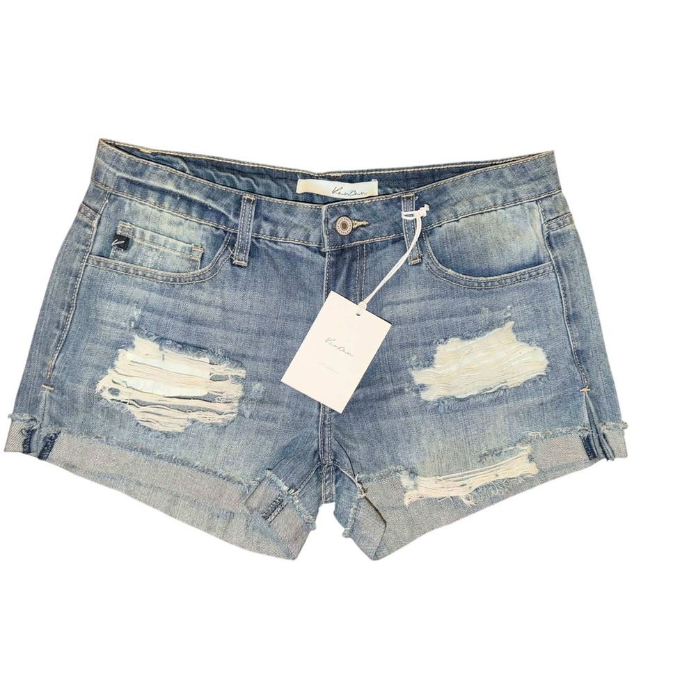 KanCan Light Blue Distressed Jean Shorts size Medium NWT - Picture 2 of 7